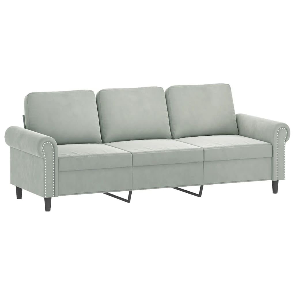 Light Gray Velvet 2 Piece Sofa Set Q6204