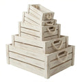 Set of 3 White Wooden Nesting Storage Crates N2604