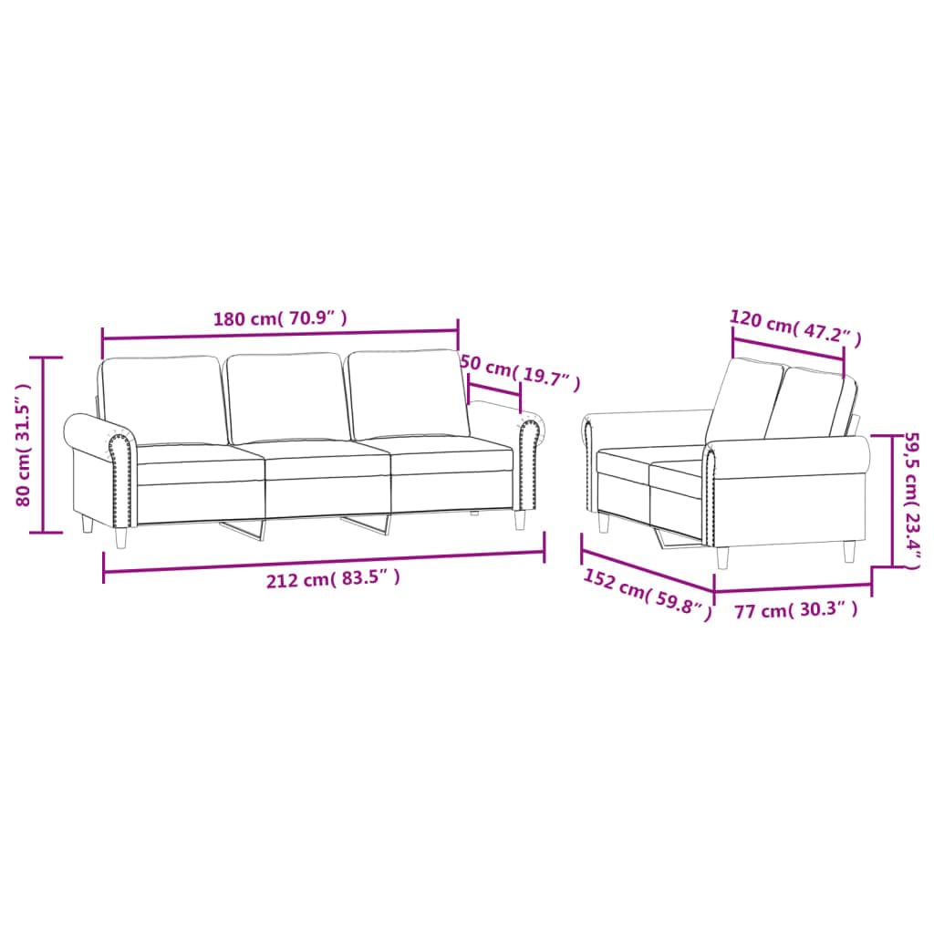 Light Gray Velvet 2 Piece Sofa Set Q6204