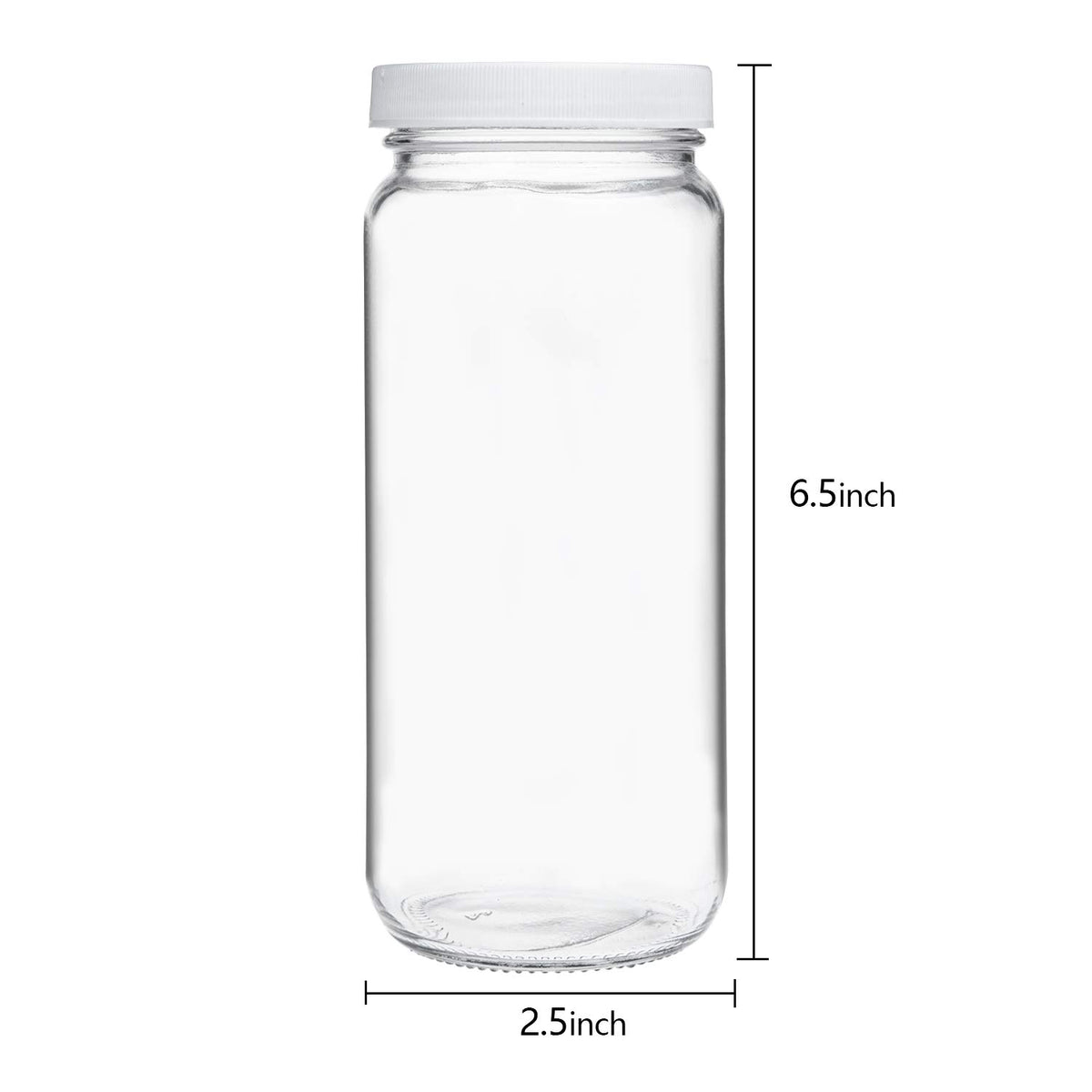 16 Pack 16oz Clear Glass Bottles with Airtight Lids A61078