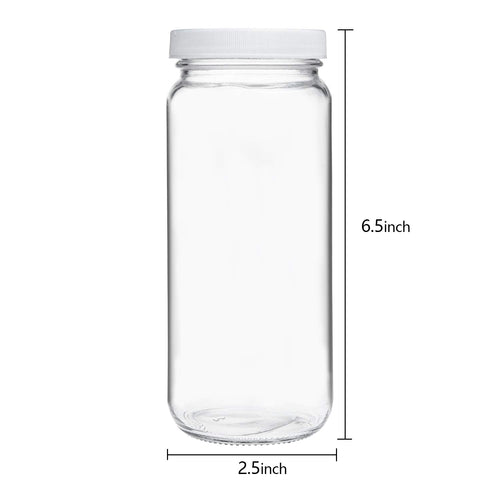 16 Pack 16oz Clear Glass Bottles with Airtight Lids A61078