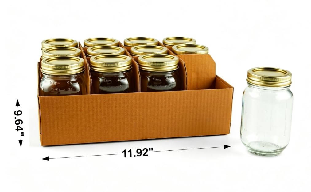 16 oz Regular Mouth Mason Jars with Lids & Rings T584