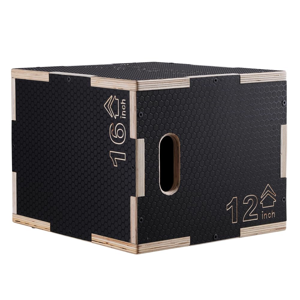 Wooden Plyometric Jump Box 16/14/12-Inch Anti-Slip F680