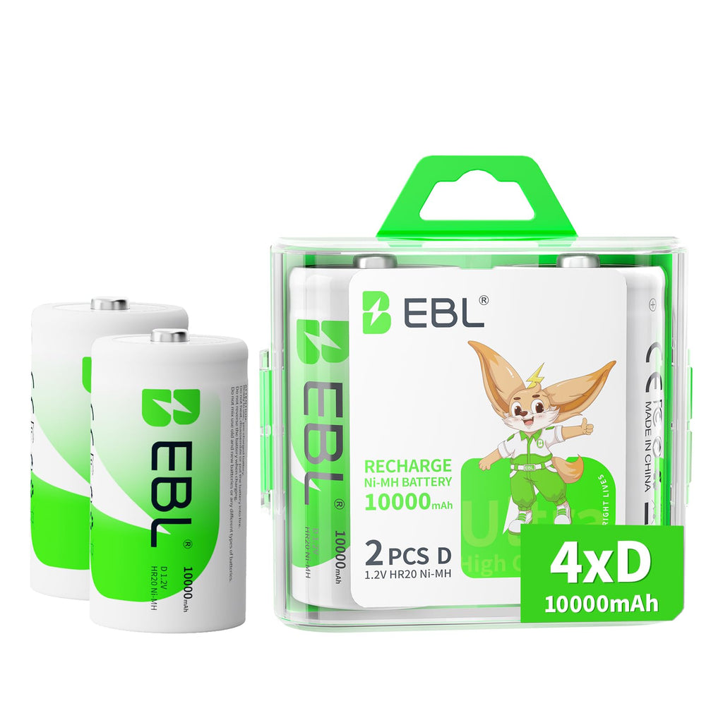 D Cell Rechargeable Batteries 4-Pack E742