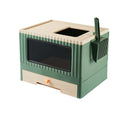 Top Entry Cat Litter Box with Lid Foldable Green R464036