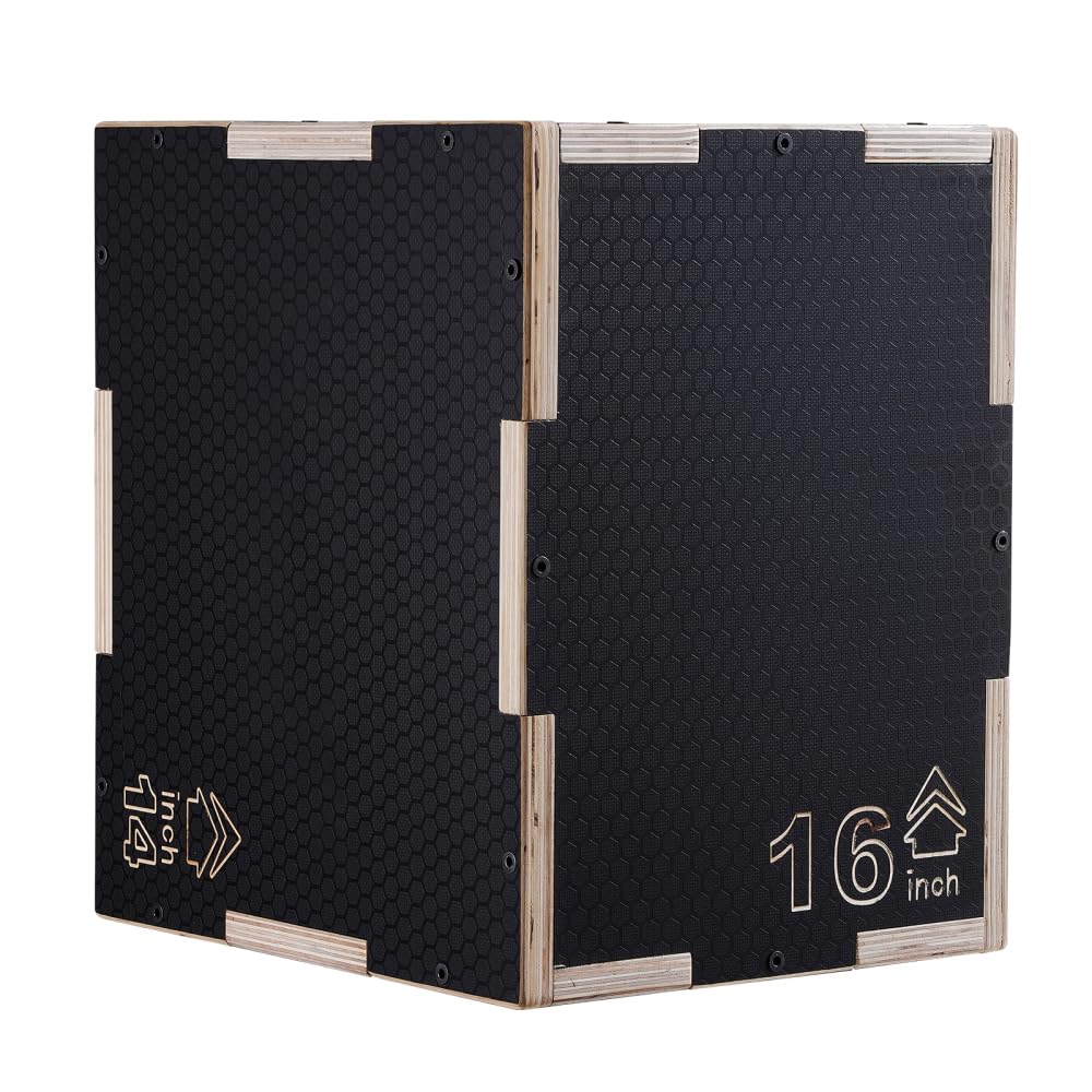 Wooden Plyometric Jump Box 16/14/12-Inch Anti-Slip F680