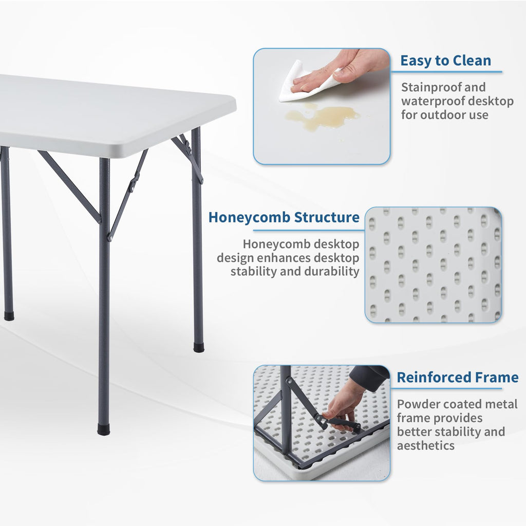 Square Folding Table 31.5"x31.5" Plastic Portable White T750425