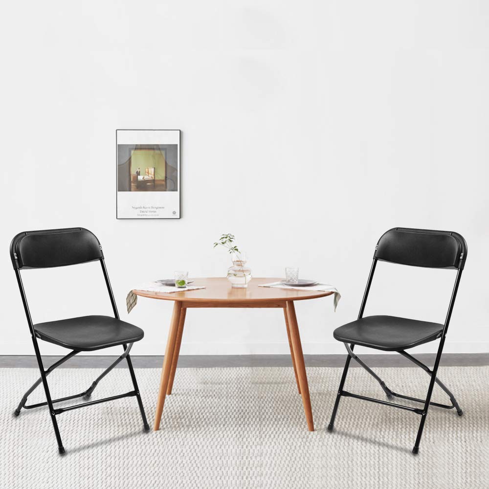10 Pack Black Stackable Plastic Folding Chairs with Metal Legs M3271