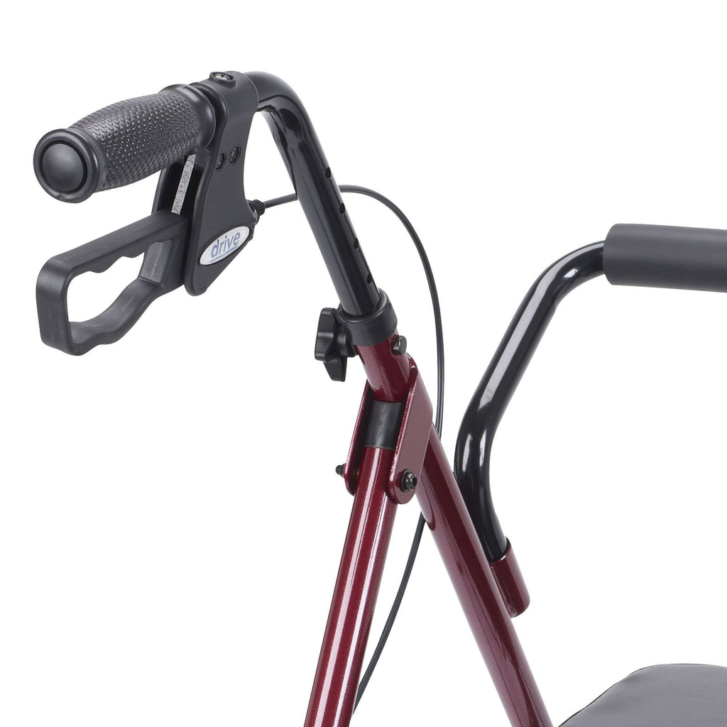 Foldable Bariatric Rollator Walker with Seat, Red Q573