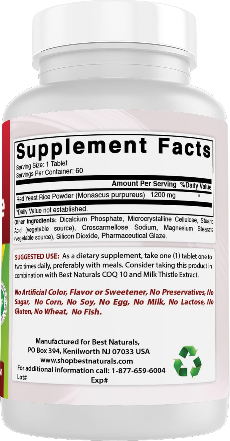 Red Yeast Rice 1200 Mg 60 Tablets S26607