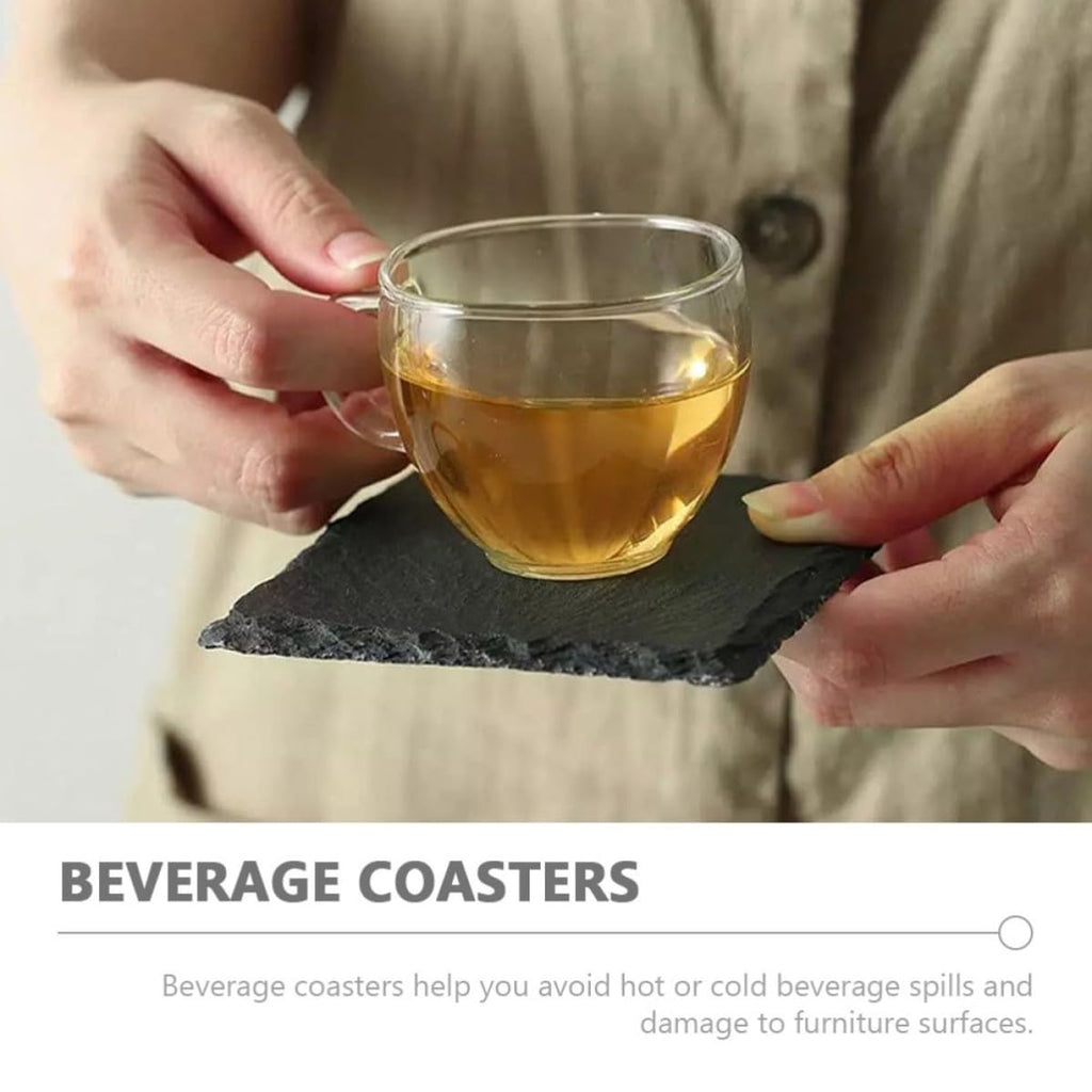 Black Natural Stone Coasters Set Q9439
