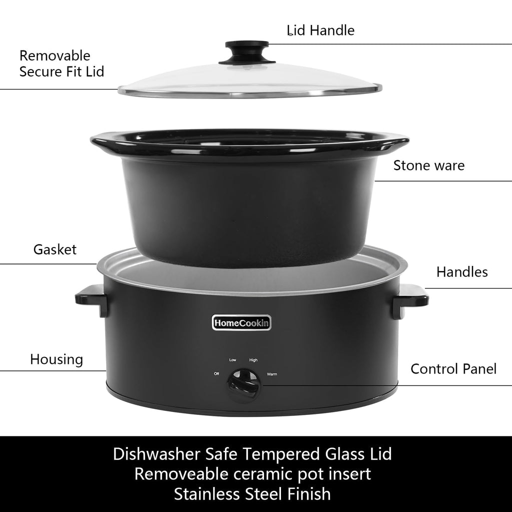 7 Quart Oval Manual Slow Cooker with 3 Cooking Settings X56614