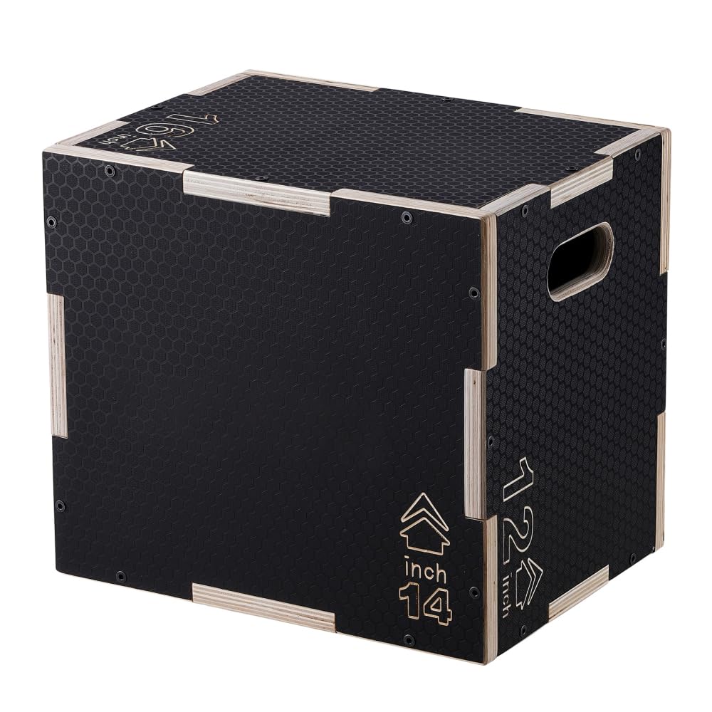 Wooden Plyometric Jump Box 16/14/12-Inch Anti-Slip F680