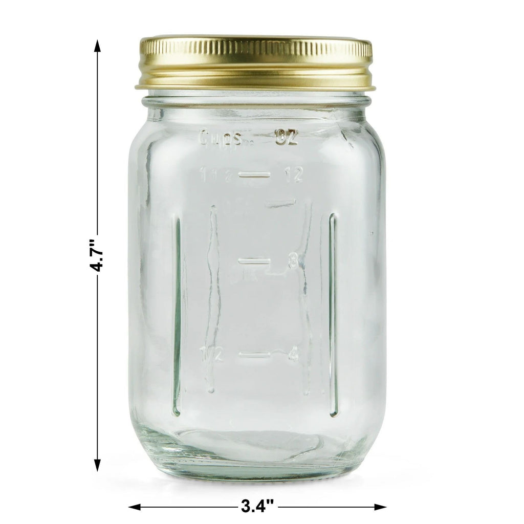 16 oz Regular Mouth Mason Jars with Lids & Rings T584