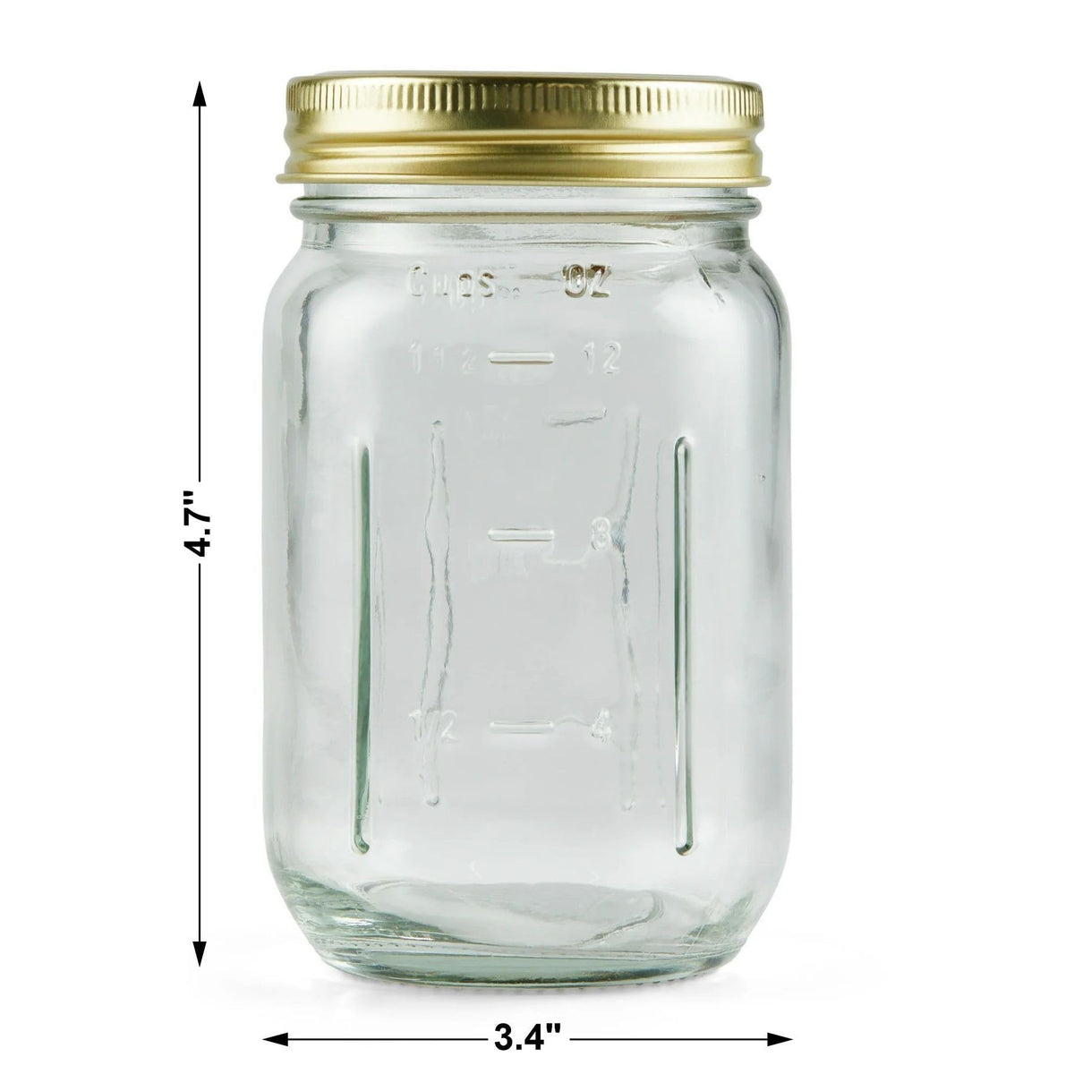 16 oz Regular Mouth Mason Jars with Lids & Rings T584