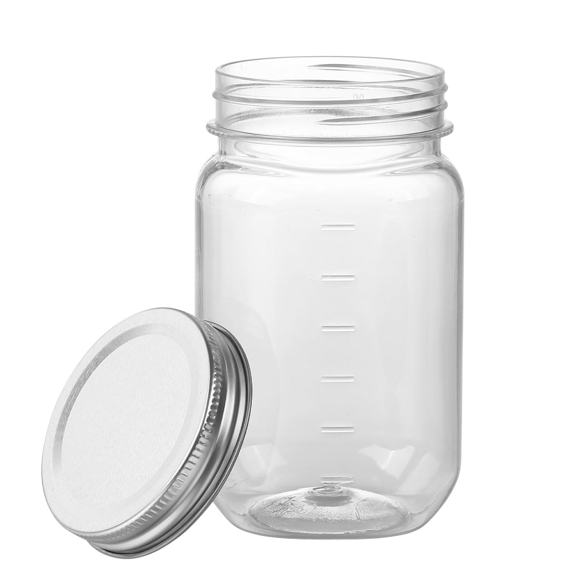 16 Ounce Clear Plastic Mason Jars With Screw On Lid, 20 Pack X167