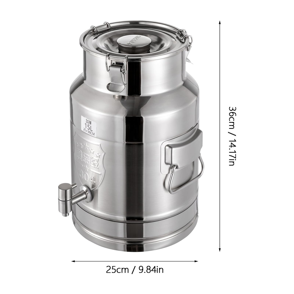 15L Stainless Steel Milk Can with Faucet F8204
