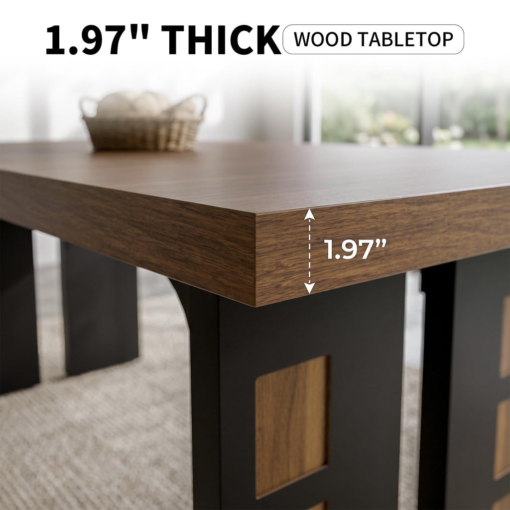 70.9" Wood Dining Table Set with 2 Benches L165