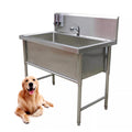 Stainless Steel Dog Grooming Tub with Stairs and Faucet K331094