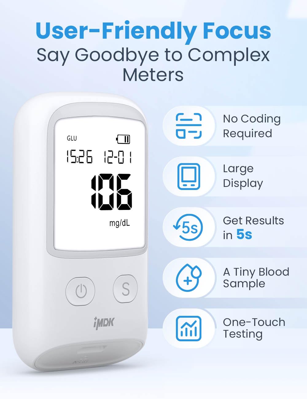 Blood Glucose Monitor Kit with 100 Strips and 100 Lancets C35865