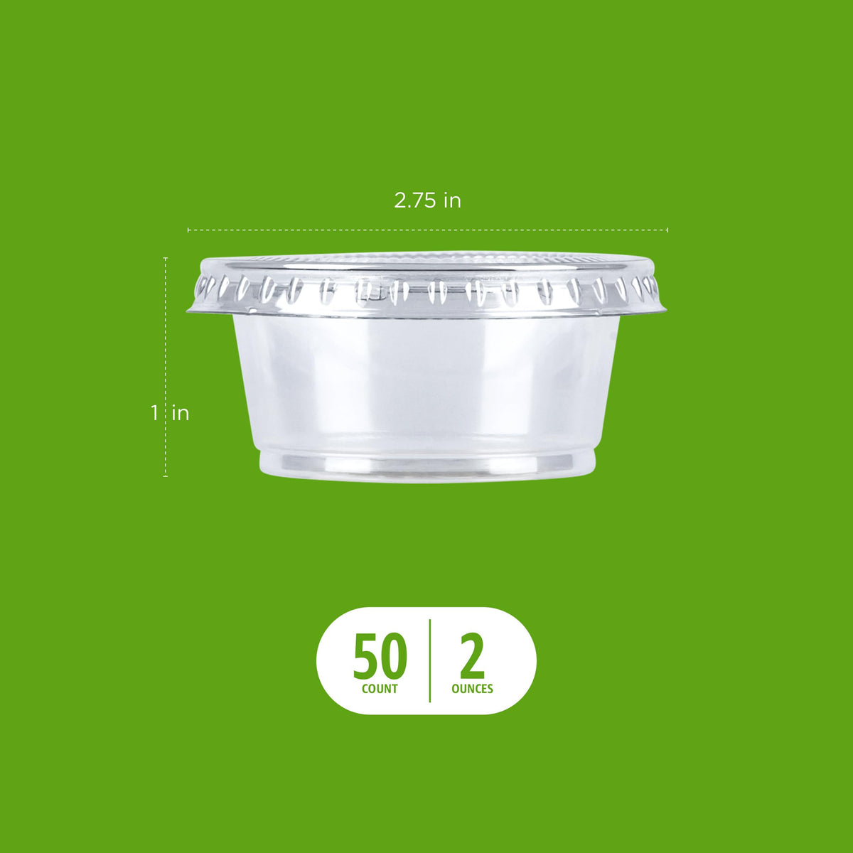 2oz 50 Count BPA Free Disposable Plastic To-Go Cups and Lids I219999