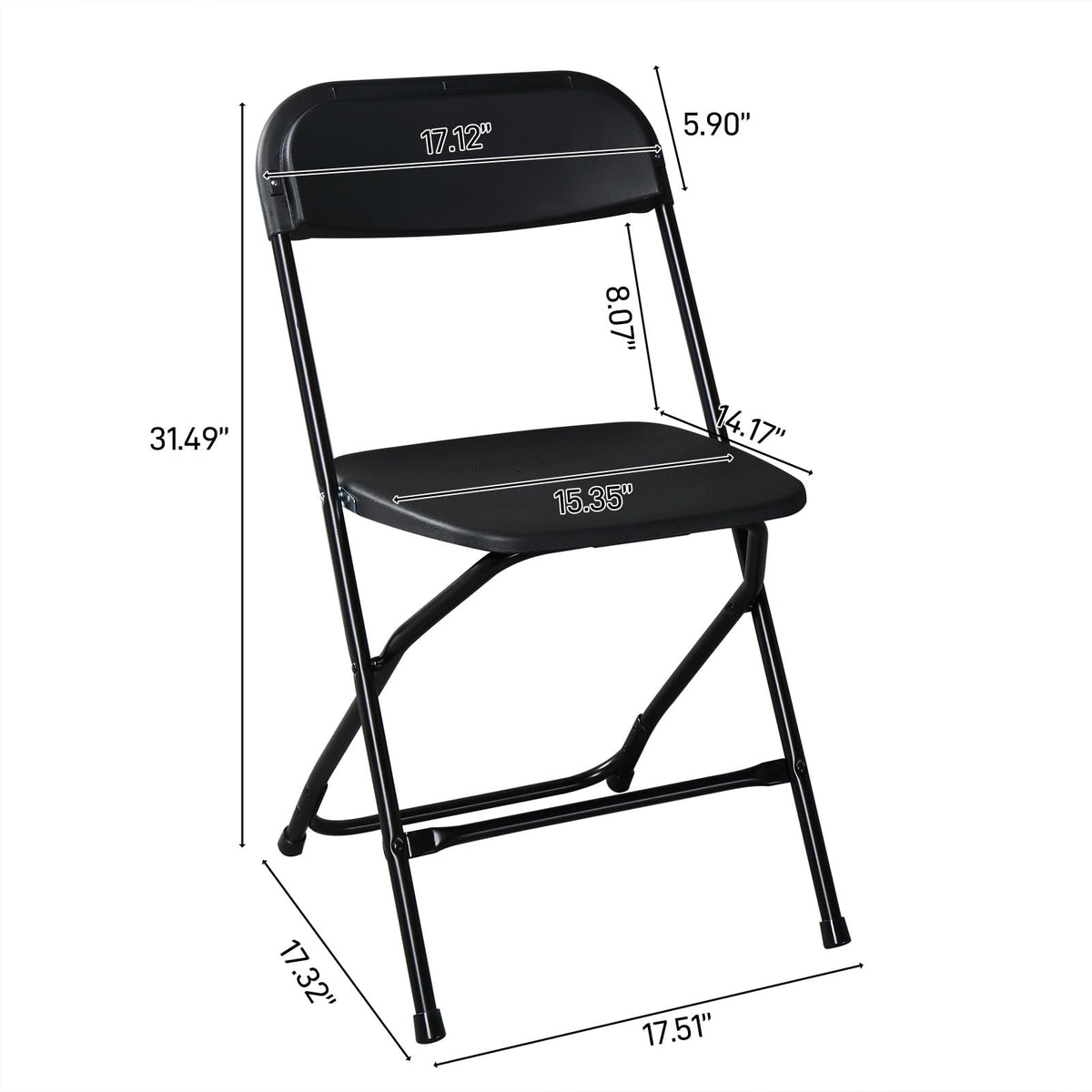 10 Pack Black Stackable Plastic Folding Chairs with Metal Legs M3271