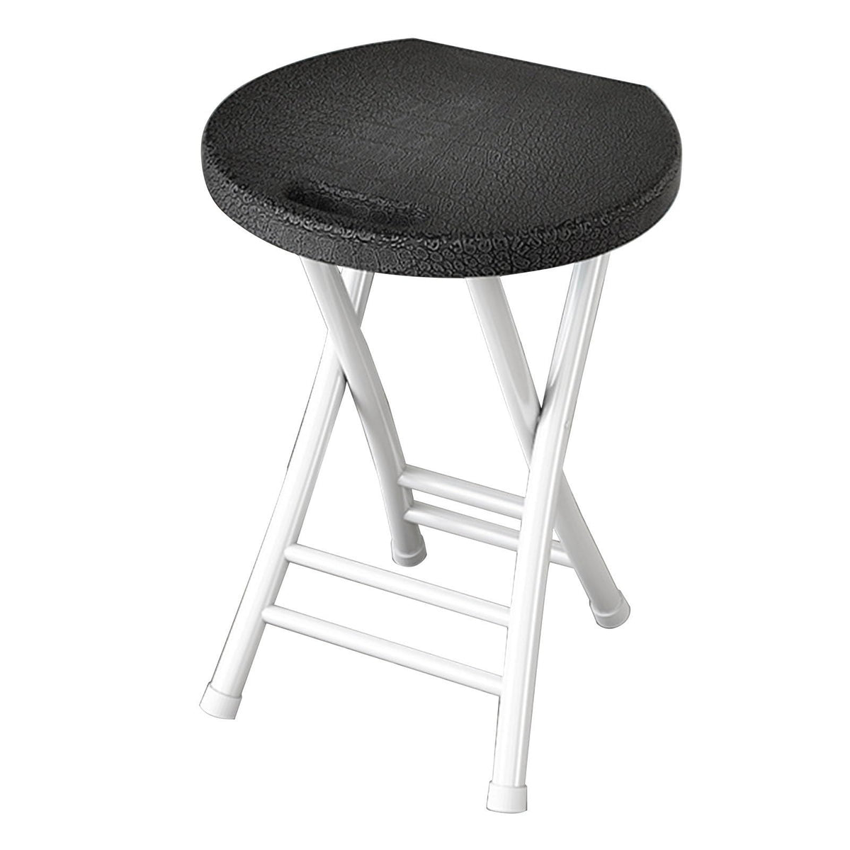 18 Inch Folding Stool with Handles, Plastic Seat, Metal Frame, 110 lbs Capacity G781176