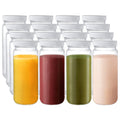 16 Pack 16oz Clear Glass Bottles with Airtight Lids A61078