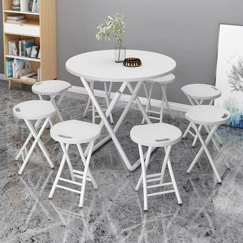 18 Inch Folding Stool with Handles, Plastic Seat, Metal Frame, 110 lbs Capacity G781176