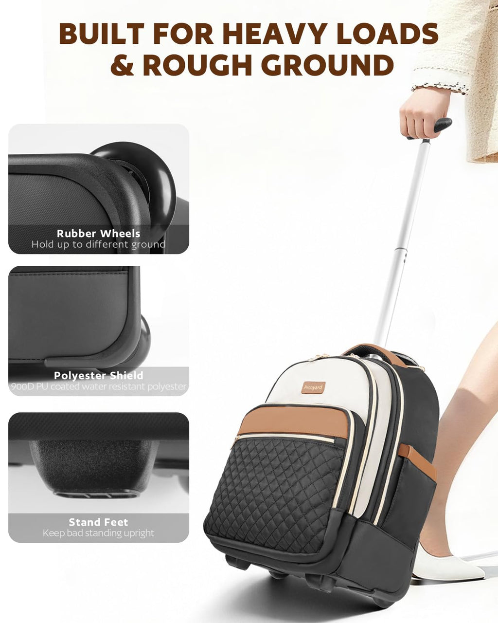 Small Lightweight Water Resistant Rolling Backpack P225