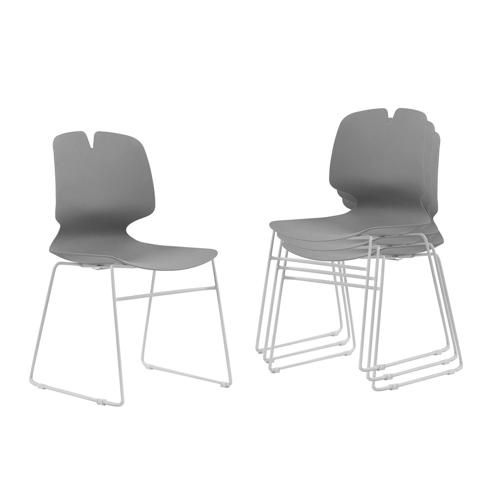 Grey Polypropylene Steel Office Chair Set of 4 Z201709