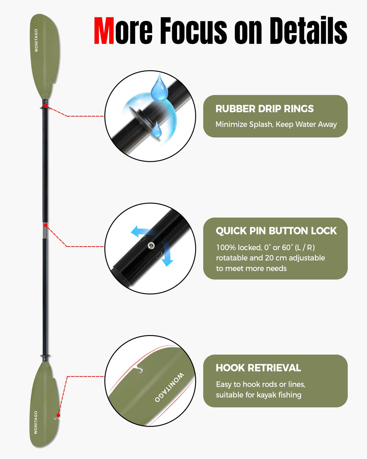 Adjustable Fiberglass Kayak Paddle N82155