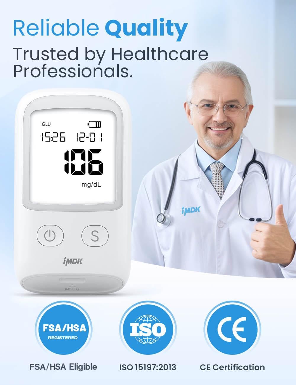 Blood Glucose Monitor Kit with 100 Strips and 100 Lancets C35865
