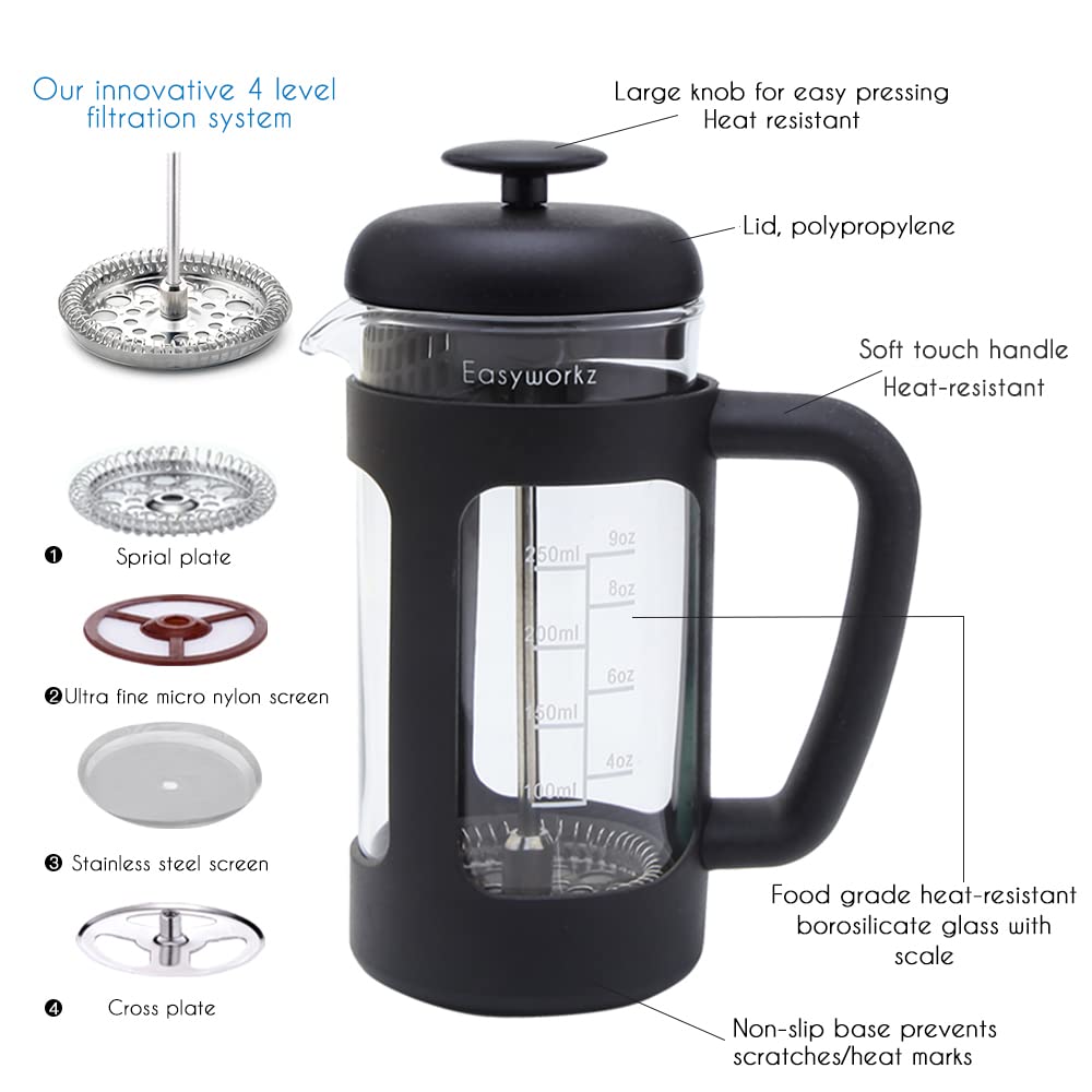 12 oz French Press Coffee Tea Maker with 10g Measuring Spoon G424116
