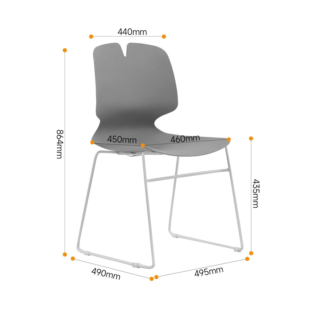 Grey Polypropylene Steel Office Chair Set of 4 Z201709