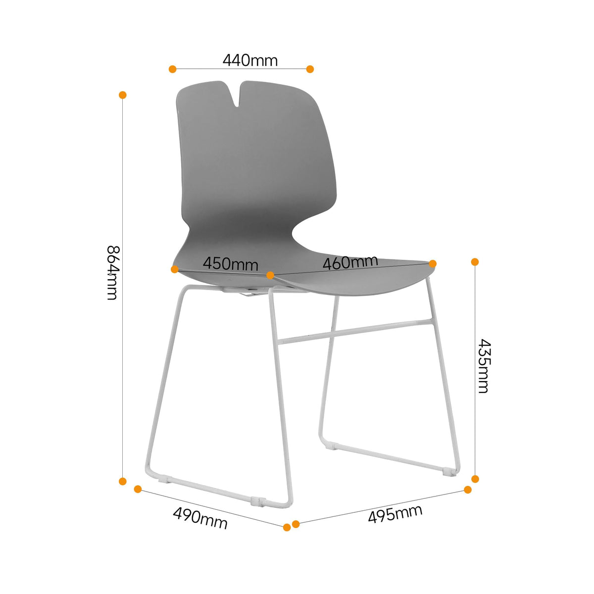 Grey Polypropylene Steel Office Chair Set of 4 Z201709