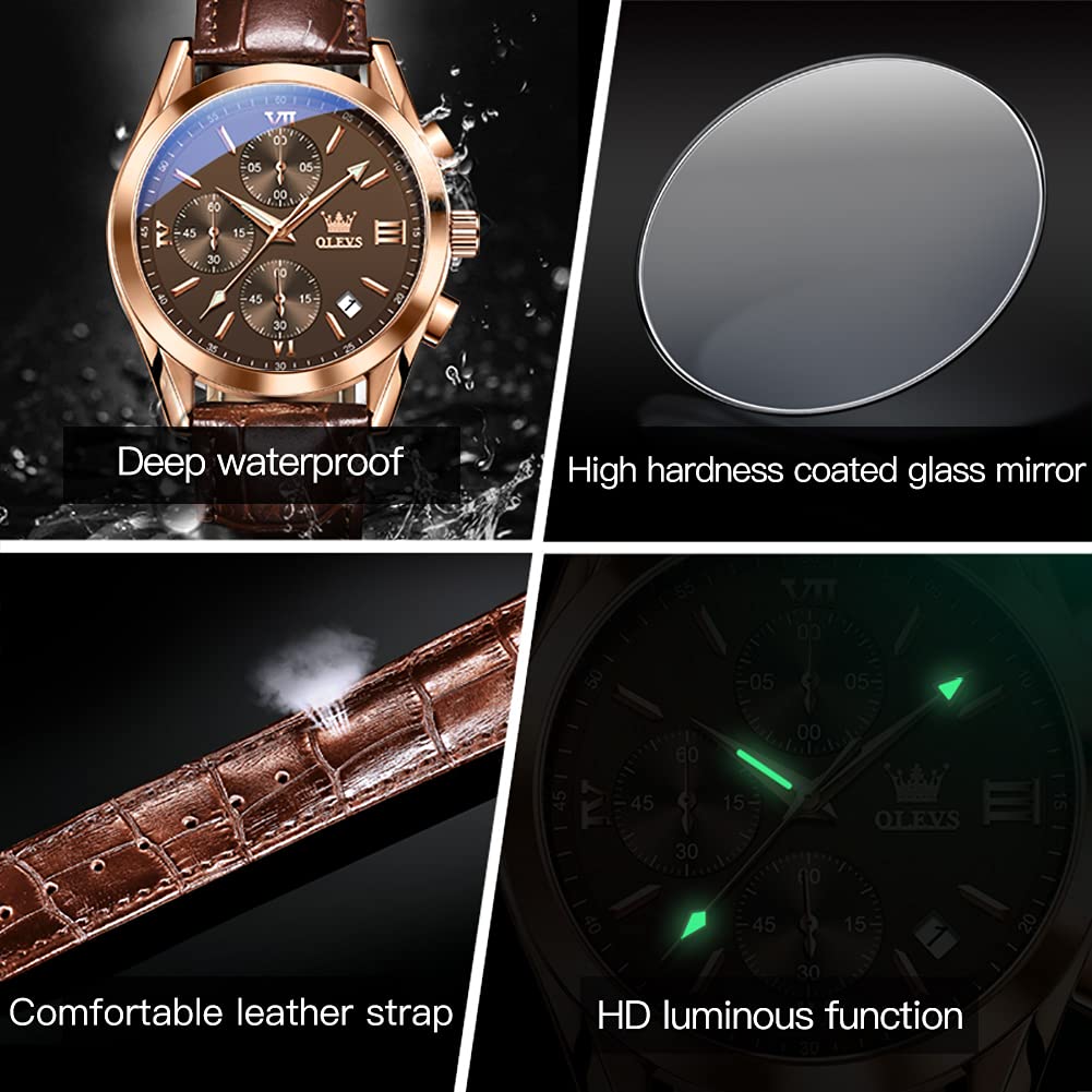 Mens Leather Quartz Brown Wrist Watch C52027