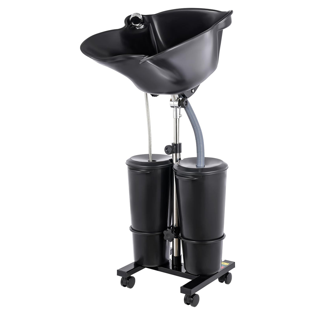 Portable Shampoo Bowl with Electric Pump, 2 Water Buckets, Height Adjustable L6565