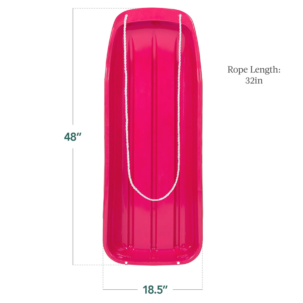 48in Kids Plastic Toboggan Snow Sled with Pull Rope E85064