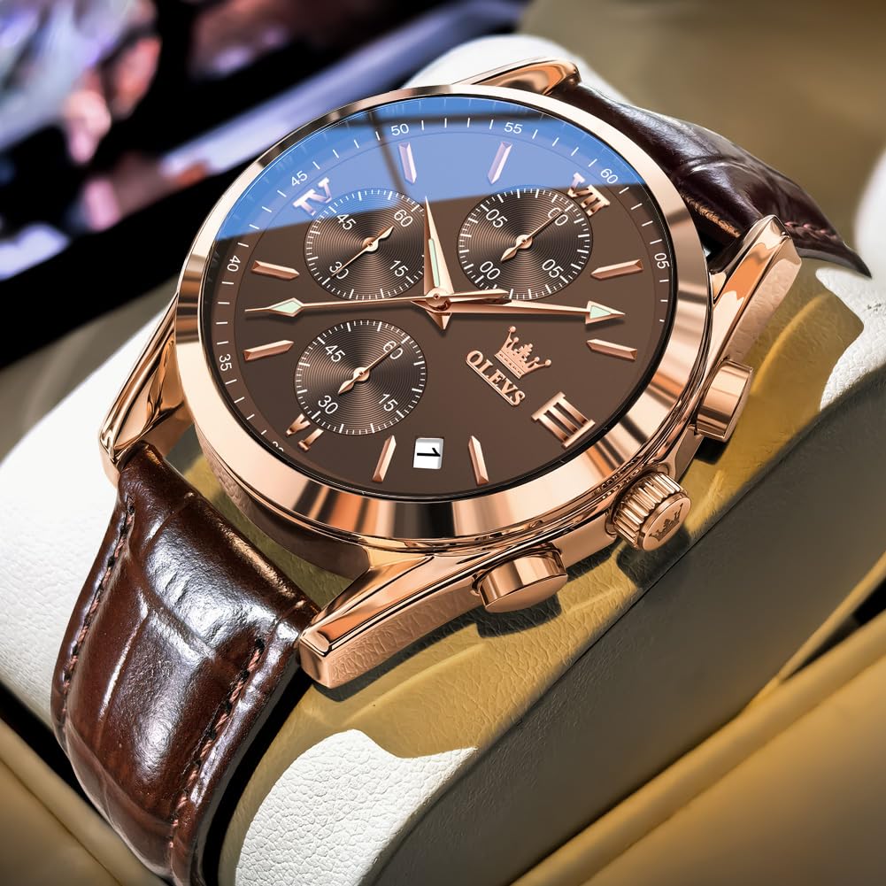 Mens Leather Quartz Brown Wrist Watch C52027