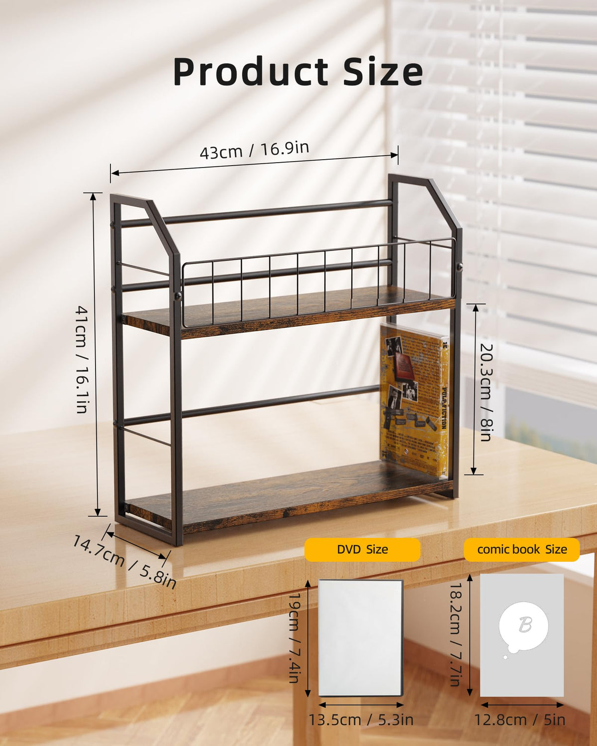 Brown 2-Tier DVD Storage Rack Q80590