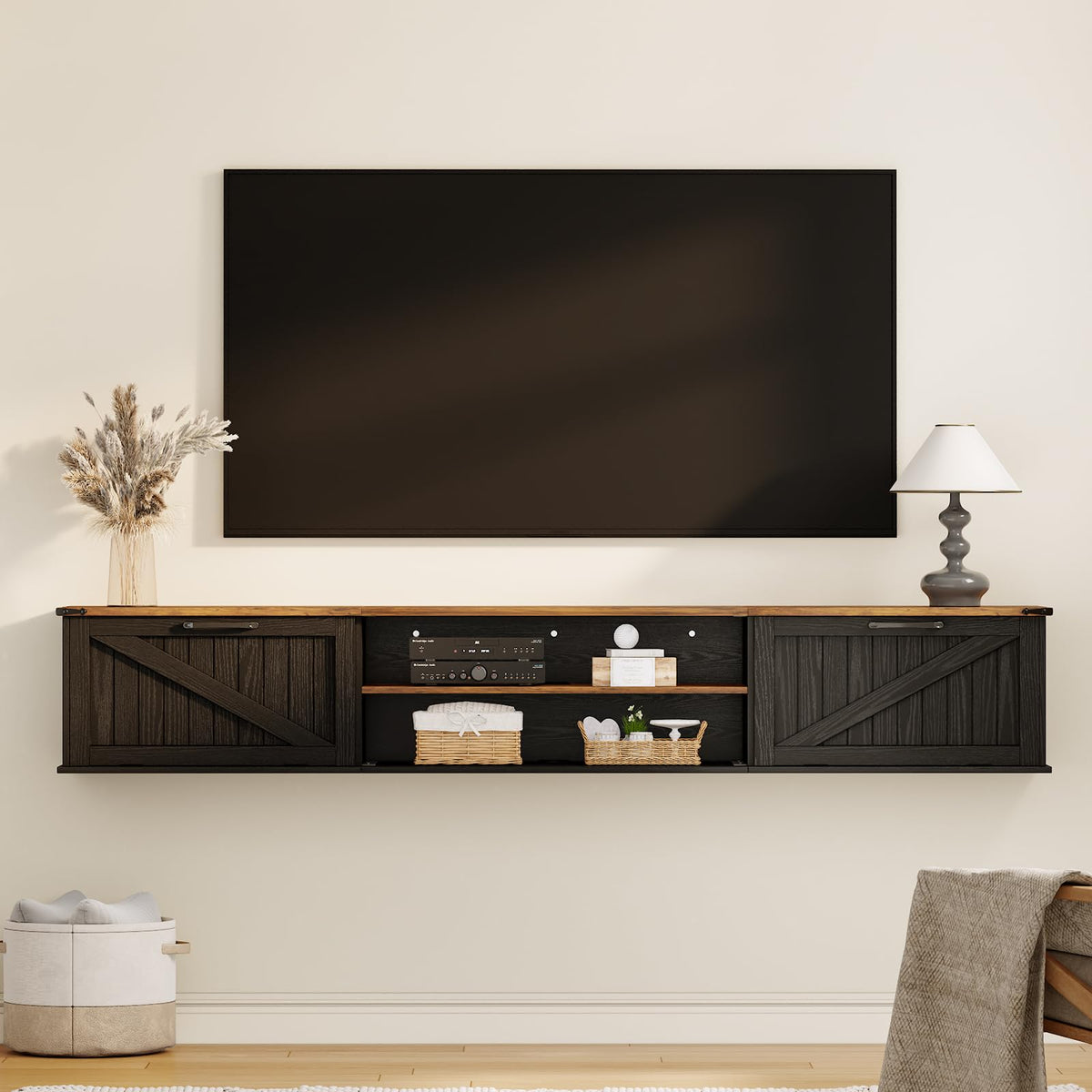 70" Black Floating TV Stand T992224
