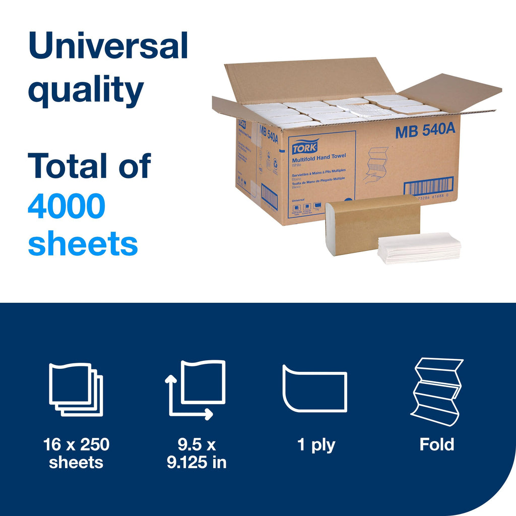White Multifold Hand Towel, 16 x 250 Towels F977585