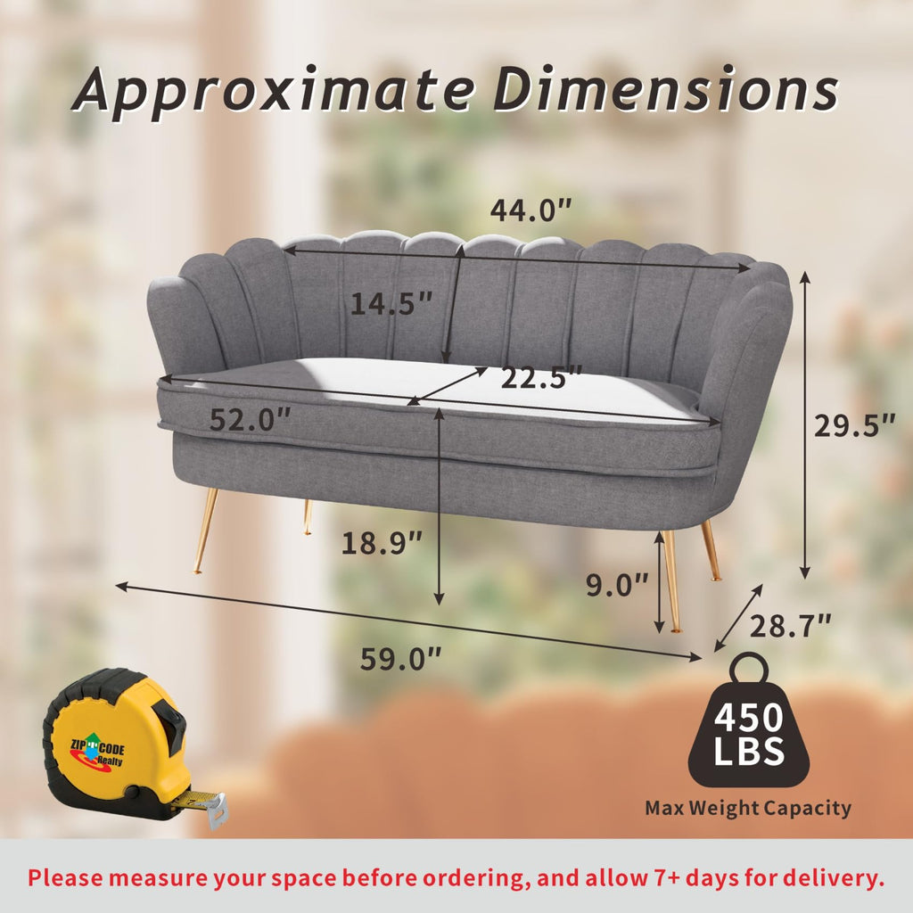 Light Grey Chenille 2-Seater Loveseat Sofa J94174