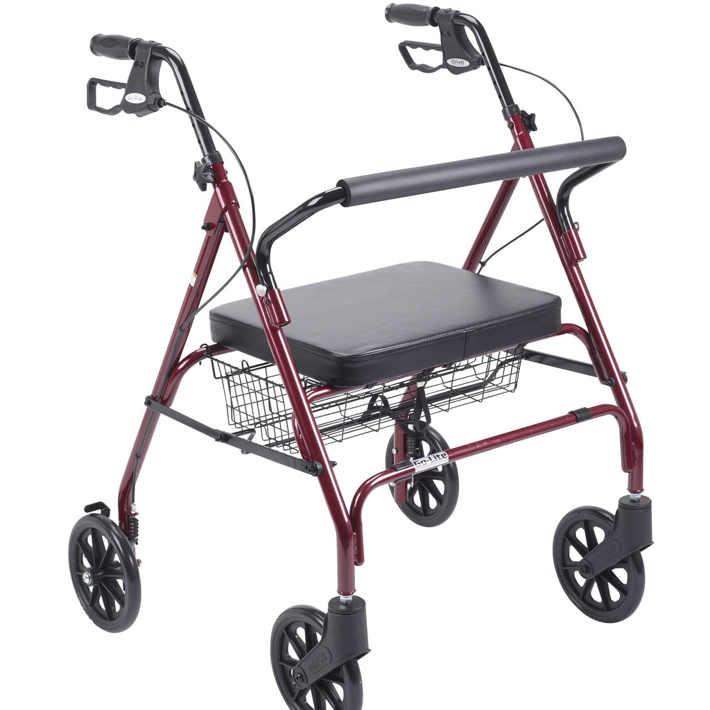 Foldable Bariatric Rollator Walker with Seat, Red Q573