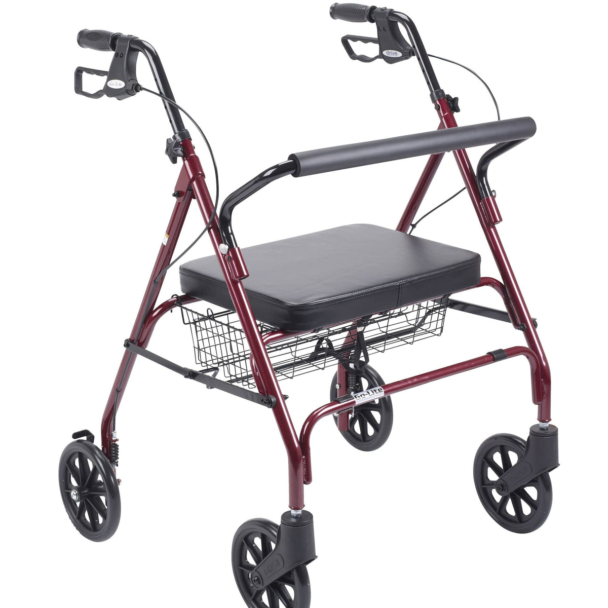 Foldable Bariatric Rollator Walker with Seat, Red Q573