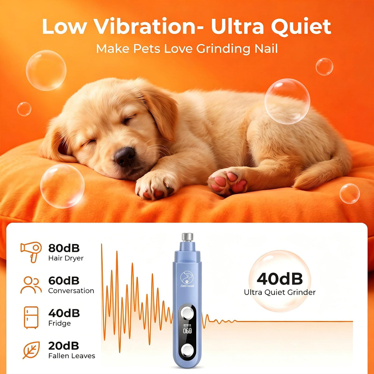 5-Speed Ultra Quiet Dog Nail Grinder with LED Light U3239