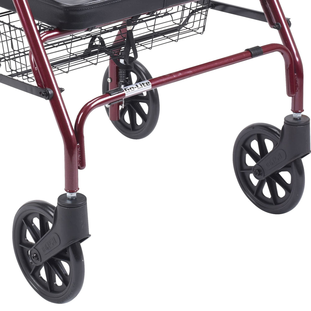 Foldable Bariatric Rollator Walker with Seat, Red Q573