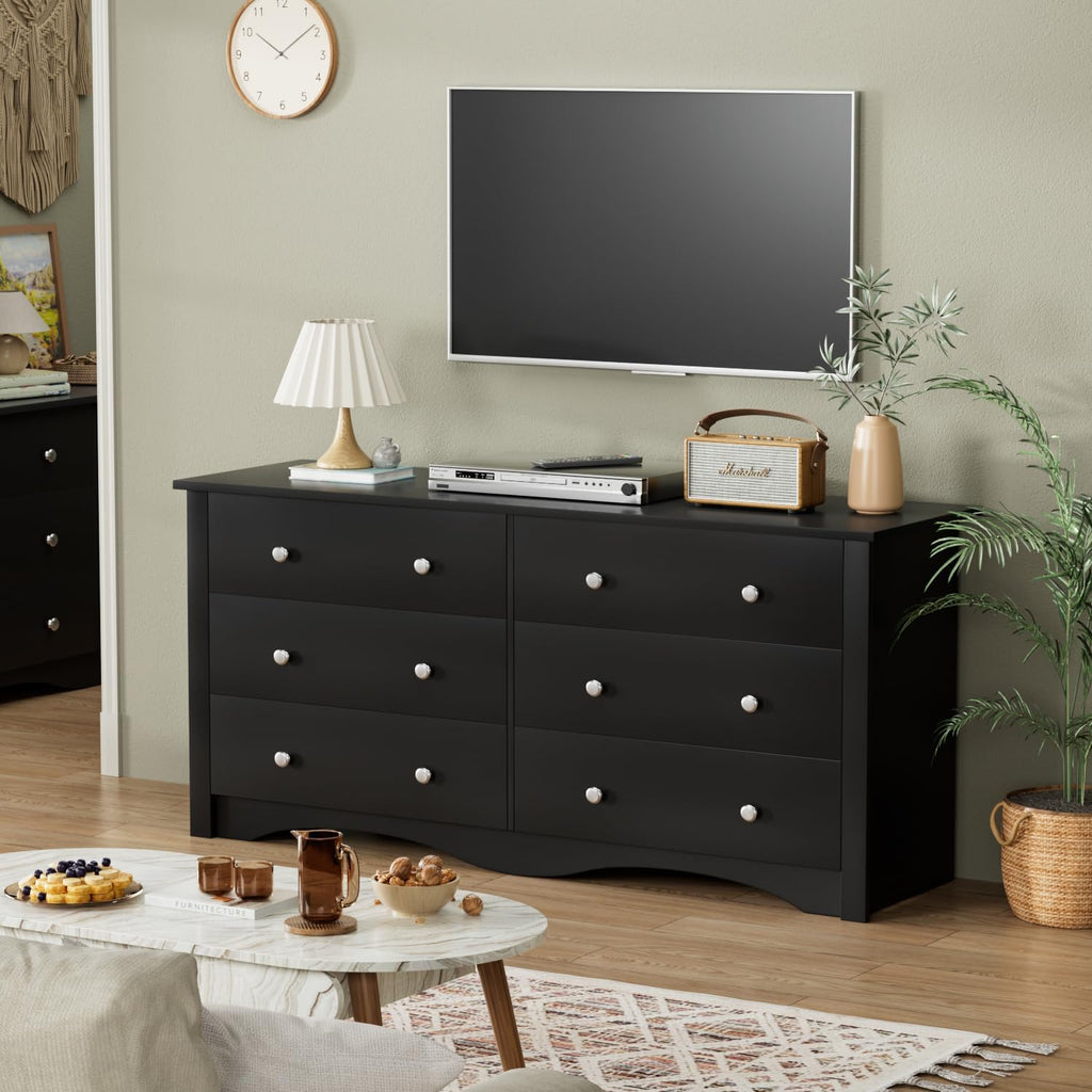 Black 6 Drawer Dresser F22018