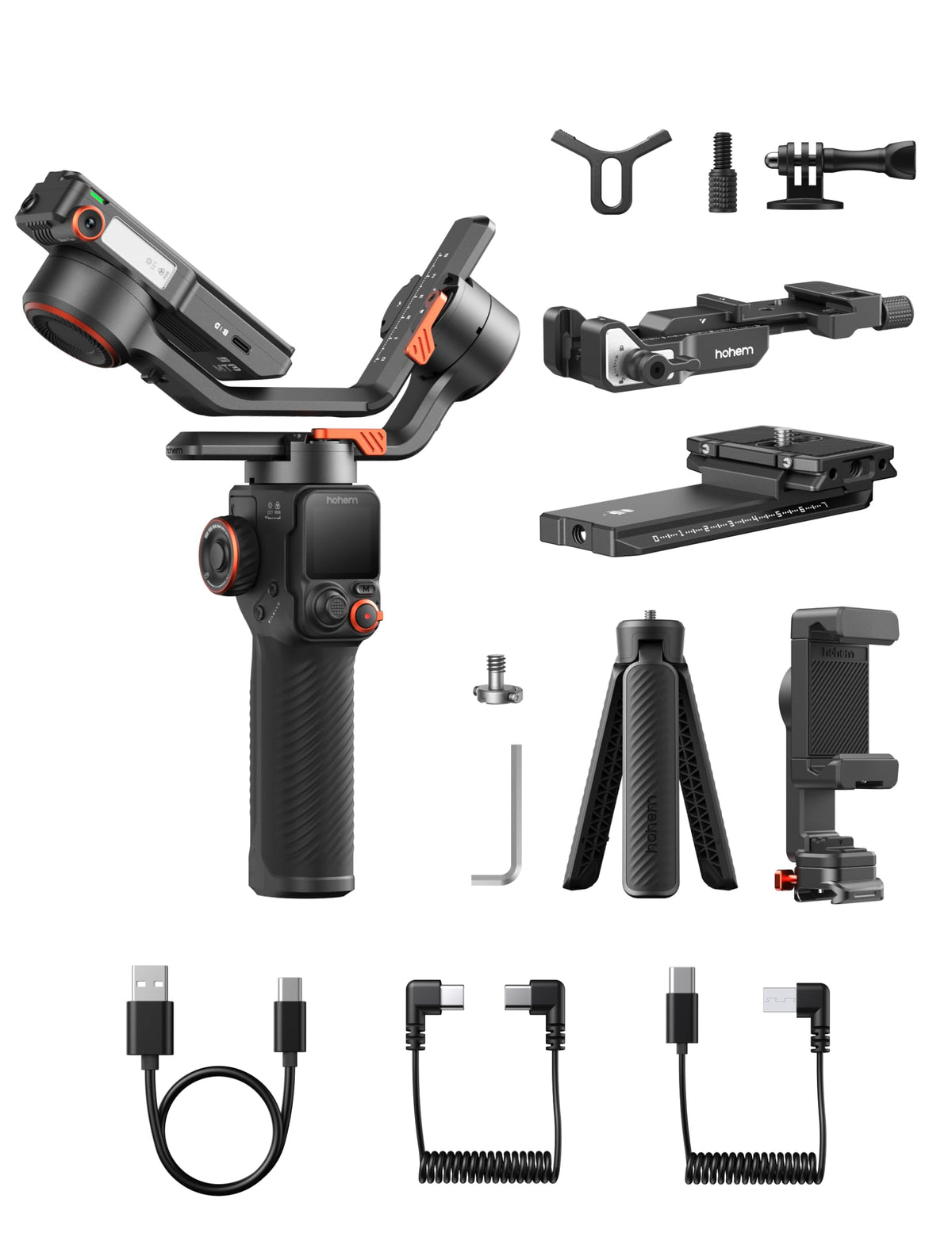 3-Axis Gimbal Stabilizer with AI Tracker and Detachable Touchscreen Control F1128